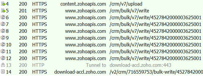 Fiddler trace showing job and polling calls